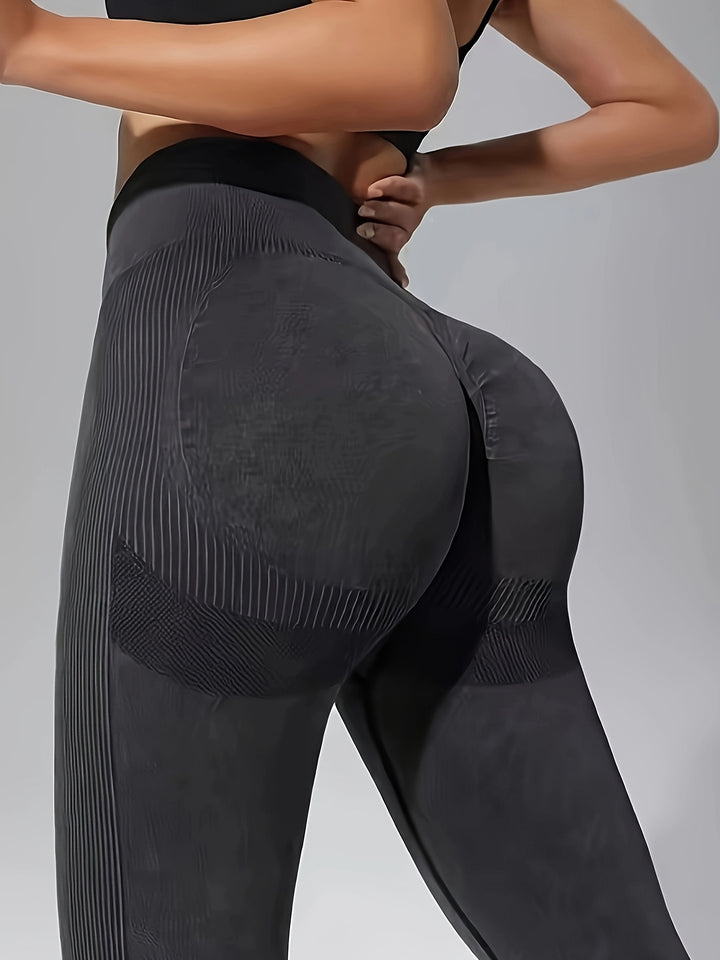 Women's High-Waist Seamless Yoga Leggings - Stretchy, Butt-Lifting Activewear Pants with Marble Pattern, Machine Washable