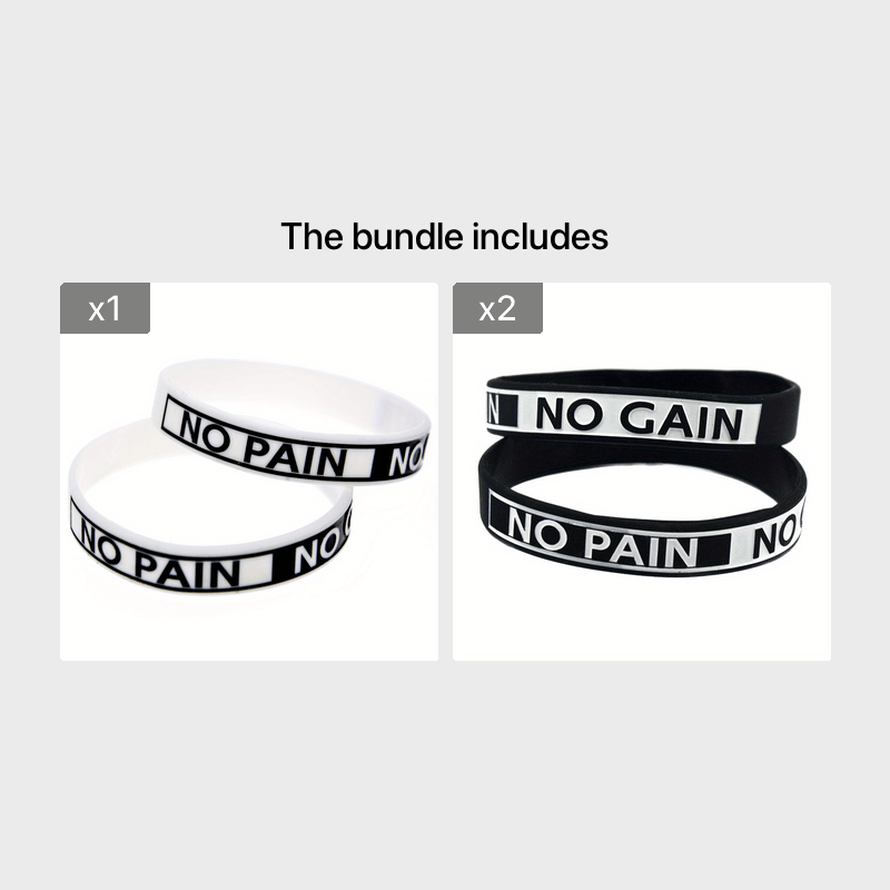 1pc "No Pain No Gain" Motivational Silicone Bracelet - Durable Black Rubber Wristband with Inspirational Quote, Ideal for Sports & Fitness Enthusiasts