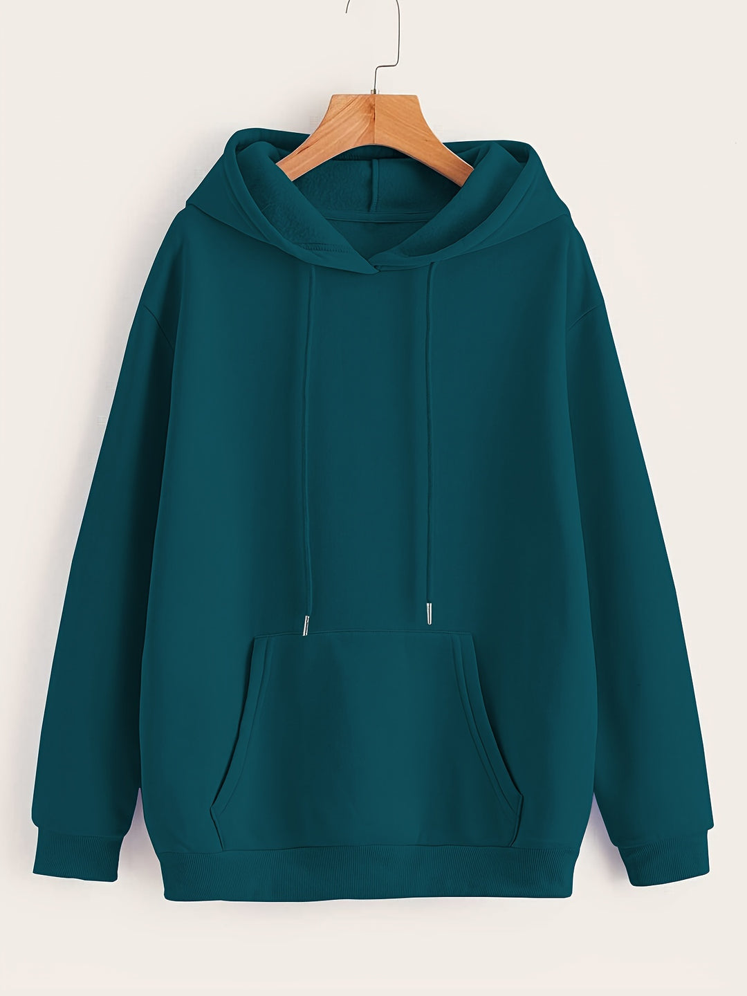 Cozy Fleece-Lined Hoodie with Letter Print - Long Sleeve, Drawstring Pullover for Women | Perfect for Fall & Winter Workouts