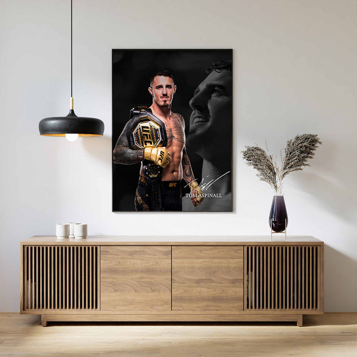 Room Decor 1pc Tom Aspaulin UFC Champion Poster, Frameless Canvas Wall Art, 30.48x40.64 cm, Heavyweight MMA Wrestler Taekwondo Champion Print, for Home, Bedroom, Living Room, Bathroom, Office, Hotel, Cafe Decor