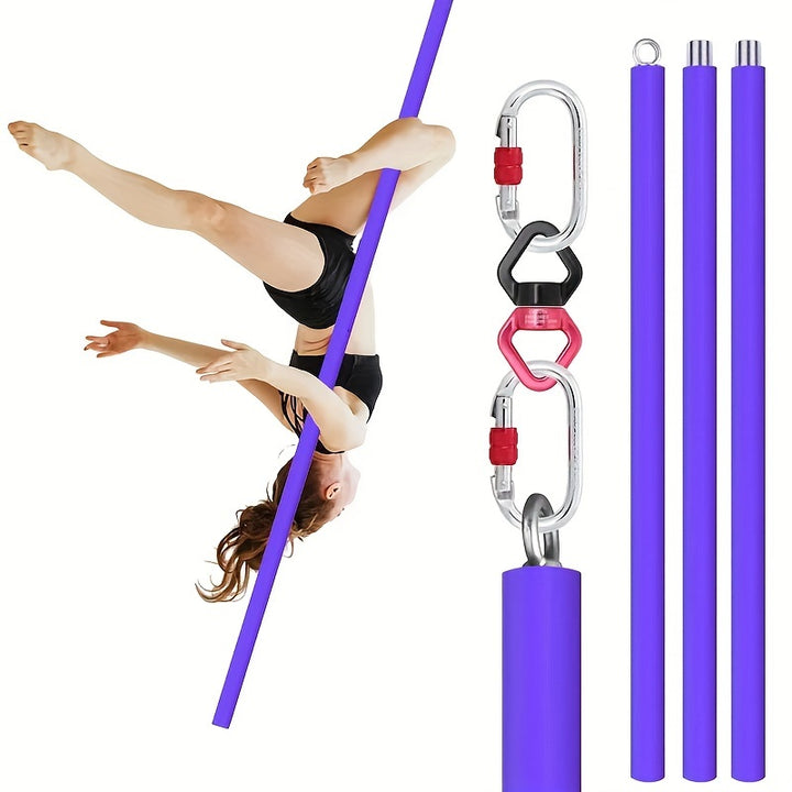 3m Portable Aerial Flying Pole - Stainless Steel, Rotating Dance & Fitness Bar for Home Gym Training