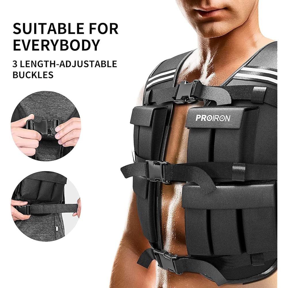 NEW Weighted Vest 10kg/20kg, Fully Adjustable Weight Vest for Men Women, Body Weight Vest for Running Workout Walking Boxing Strength Training Fitness Cardio, Weight Loss, Home Gym Equipment, Black