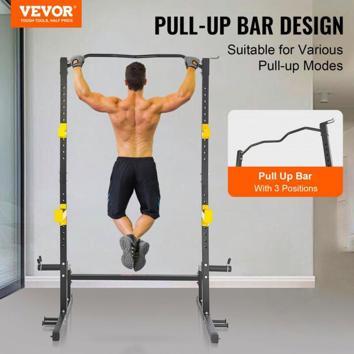 Adjustable Heavy-Duty Metal Power Rack - Squat Stand with Barbell Support, Ideal for Home Gym Weight Training, No Electricity Needed, Durable Construction, Gym Accessories