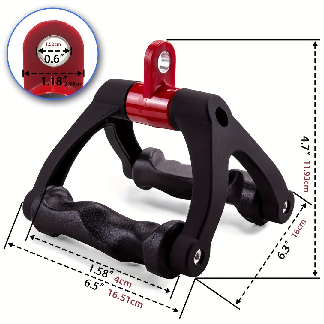 Ergonomic V-Grip Handle for Cable Machines - Dual D Design, TPE Material, Fit - Ideal for Pull Downs & Strength Training - Red/Black