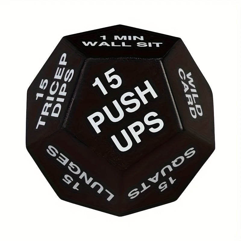 1pc Fitness Dice Exercise Ball - 12-Sided Foam Workout Dice for Hand Grip Strength Training, Stress Relief, Black with Red & Green Text, Exercise Challenge Tool