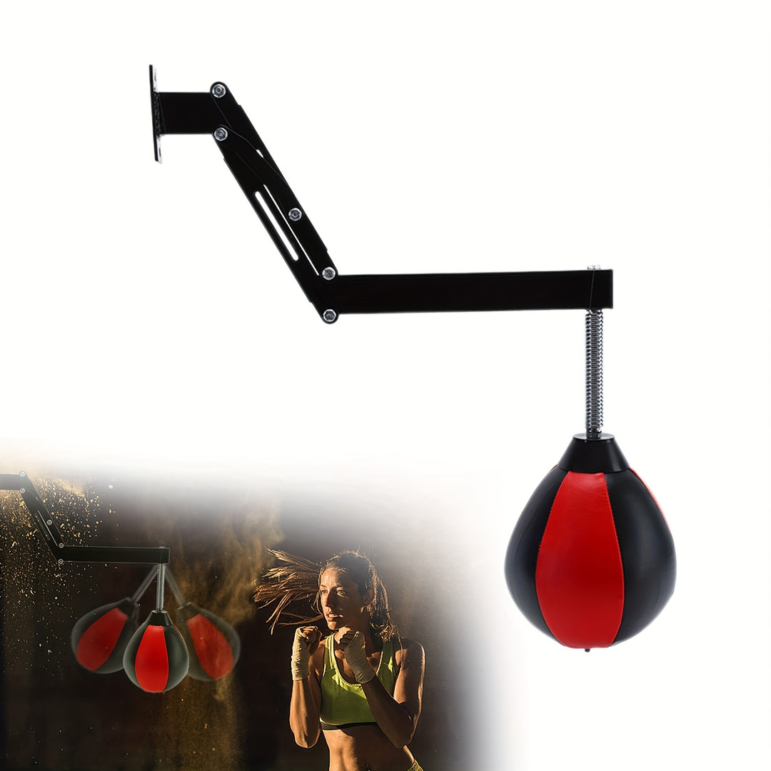 [1pc Adjustable Wall-Mounted Punching Bag] Adjustable Wall-Mounted Punching Bag Holder, Heavy-Duty Nylon Speed Ball Hanger, for Martial Arts, Boxing, and Dodging, with Inflatable Pear-Shaped Vent Ball for Fitness and Exercise