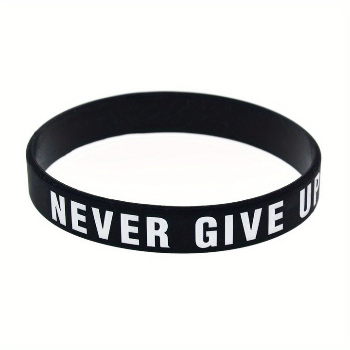 "Never Give Up" Motivational Silicone Bracelets Rubber Band Sports Wristbands Jewelry Inspirational Bracelets Gifts