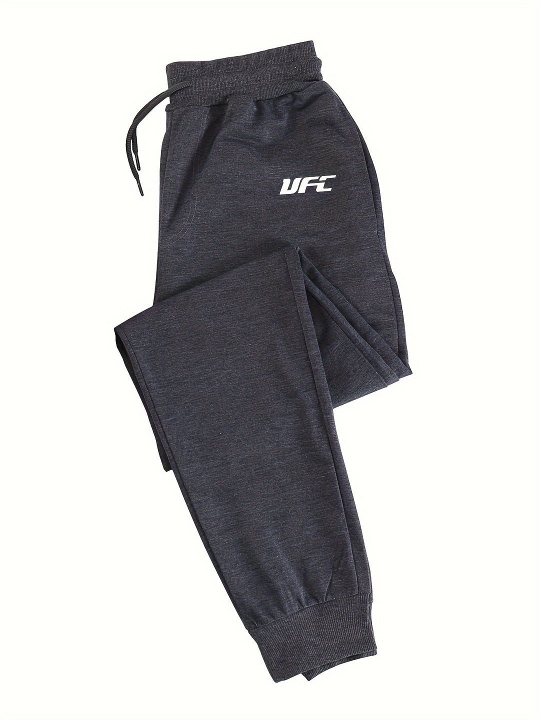 UFC Print Men's Casual Sports Stretchy Waist Drawstring Sweatpants, Casual Comfortable Sports Casual Trousers, Outdoor Cloth