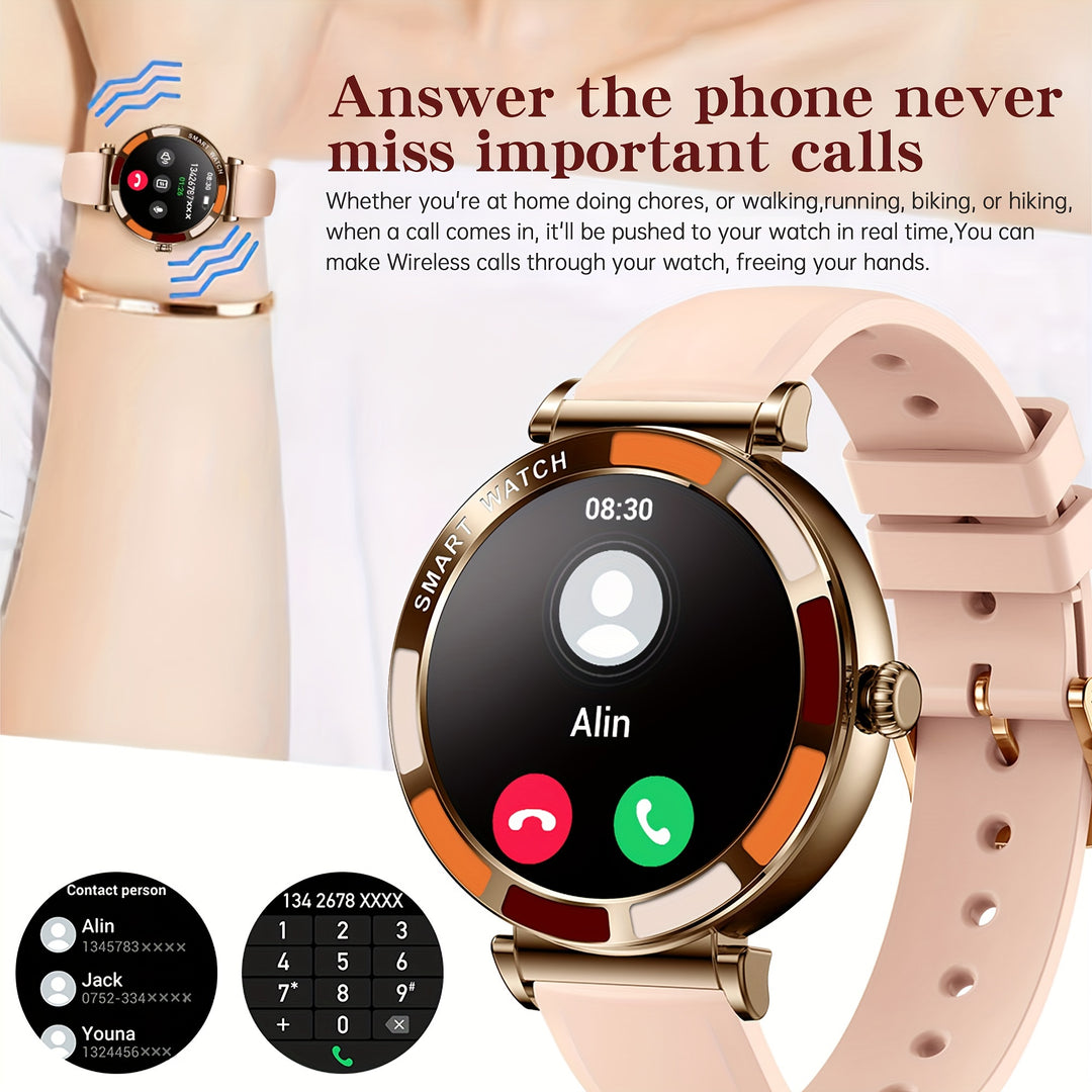 TIZOOP Smart Watch for Women, 3.23cm HD Round Touch Display, IP67, 290mAh Rechargeable Battery, Silicone Band, Digital Round Case, Wireless, 100+ Sports Modes, Pedometer, Fitness Tracker, Answer & Make Calls, Message Notifica