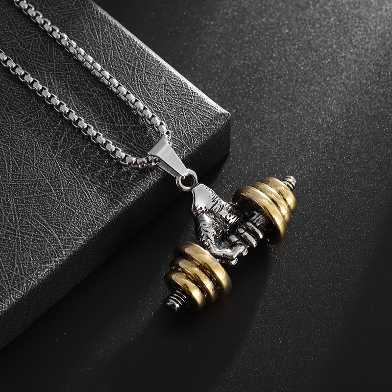 [Popular Choice] 1pc New Fashion Trend Sports Fitness Dumbbell Barbell Pendant Necklace for Men and Ladies, Daily Casual Street Jewelry Accessories Gifts