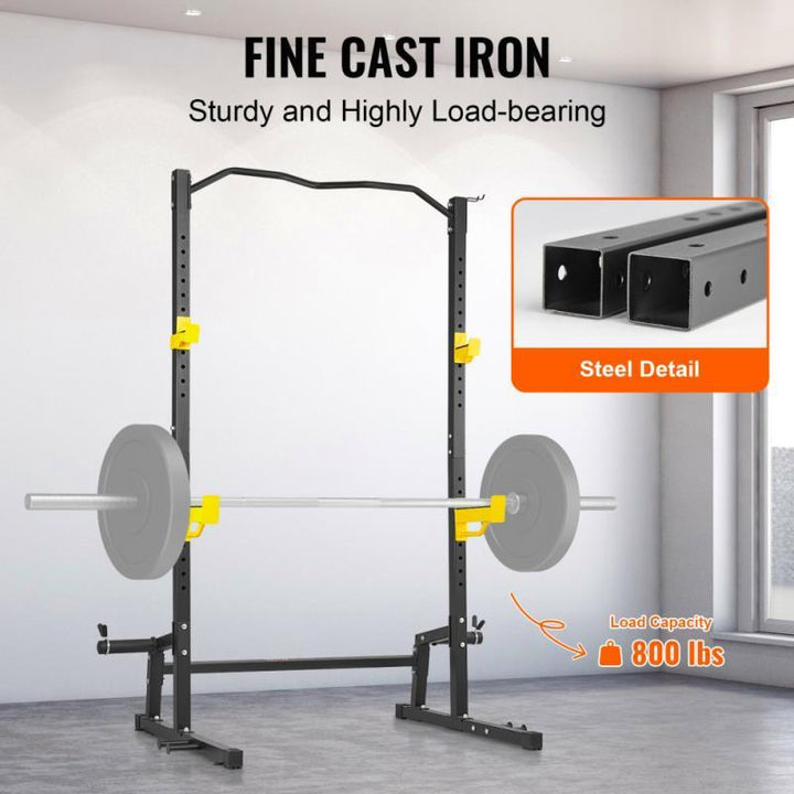 Adjustable Heavy-Duty Metal Power Rack - Squat Stand with Barbell Support, Ideal for Home Gym Weight Training, No Electricity Needed, Durable Construction, Gym Accessories