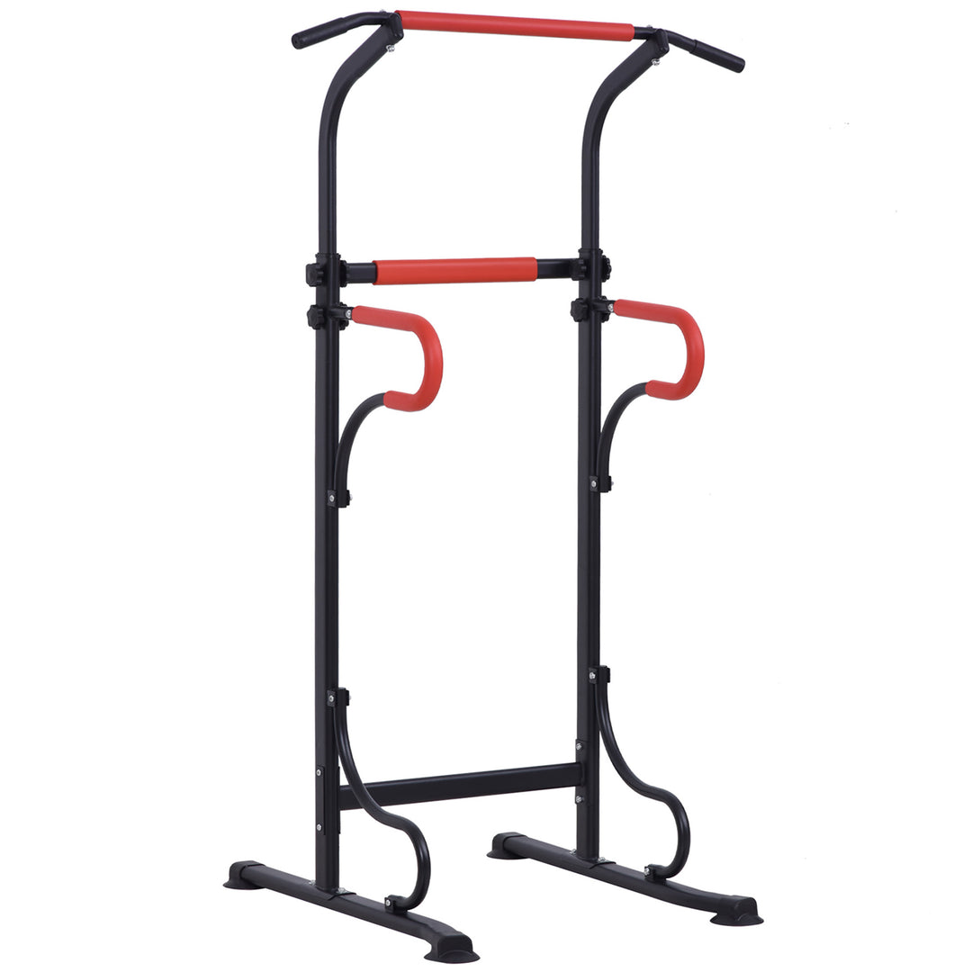 Pull Up Station with Dip Station and Push-up Stand, Height Adjustable Power Tower, Free Standing Pull Up Bar for Home Gym