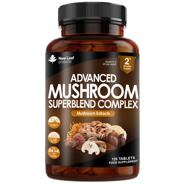 Mushroom Complex - Lions Mane Mushroom Cordyceps Mushroom Chaga Mushroom Reishi Mushroom Shiitake and Maitake Mushroom Blend - High Potency Mushroom Supplement - Made in The UK Made in The UK