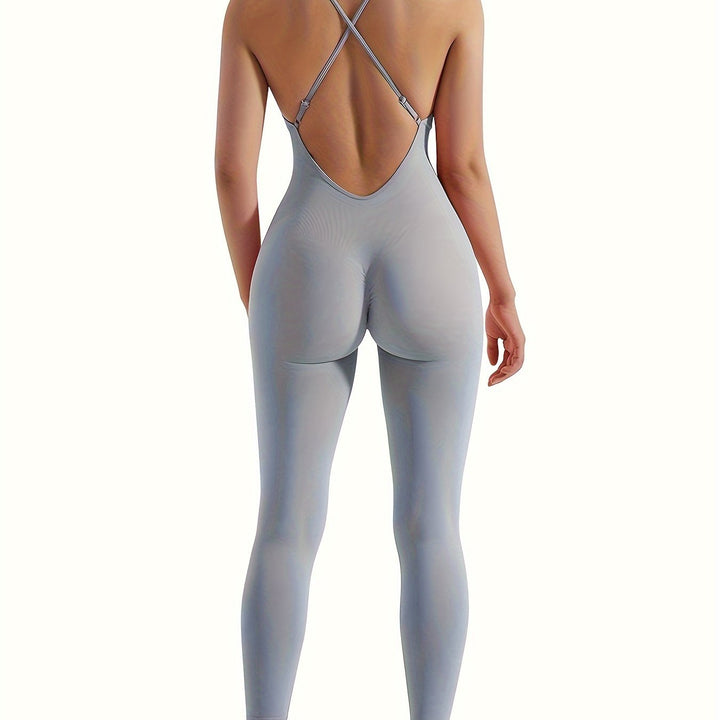 [Customer Favorite] Women's Sleek Backless Yoga Jumpsuit with Removable Pads - High-Waist, Stretchy Nylon/Spandex Blend, Machine Washable