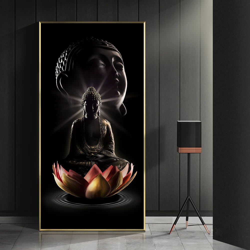 Modern Buddha Wall Art Zen Picture Posters and Prints Canvas Bodhisattva on Lotus Painting for Living Room Home Cuadros Decor