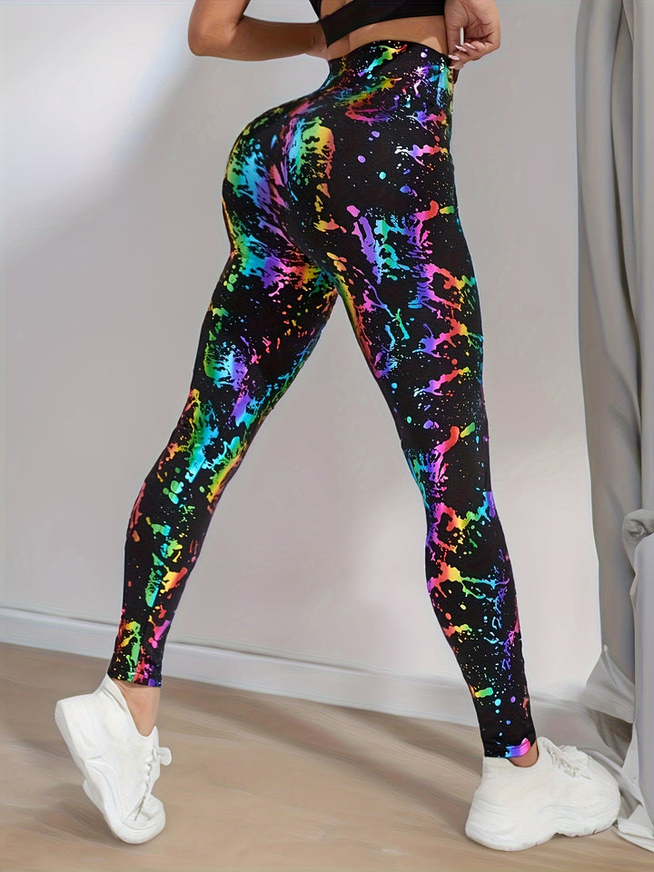 Women's High Waisted Workout Leggings, Yoga Pants With Random Print Sportswear