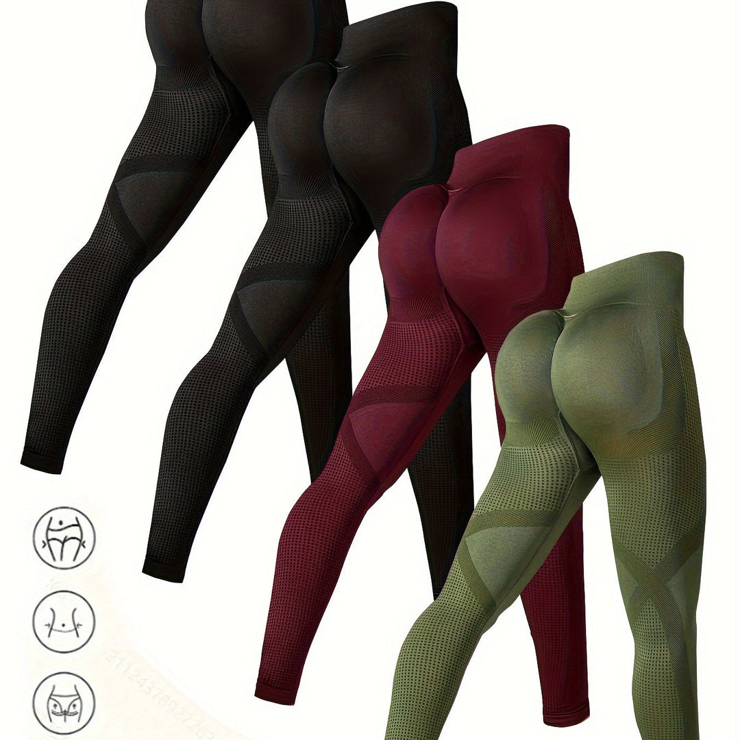 4pcs High-Waist Yoga Leggings - Moisture-Wicking, Stretchy, Perfect for Outdoor Activities, Fitness, and Comfortable Wear