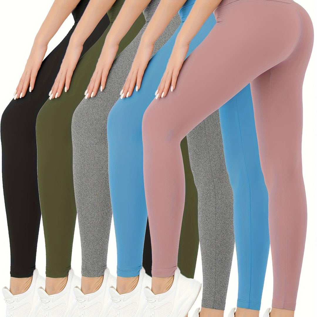 5 Pack Super Soft Leggings for Women, High Waisted Tummy Control No See Through Workout Yoga Running Pants Leggings