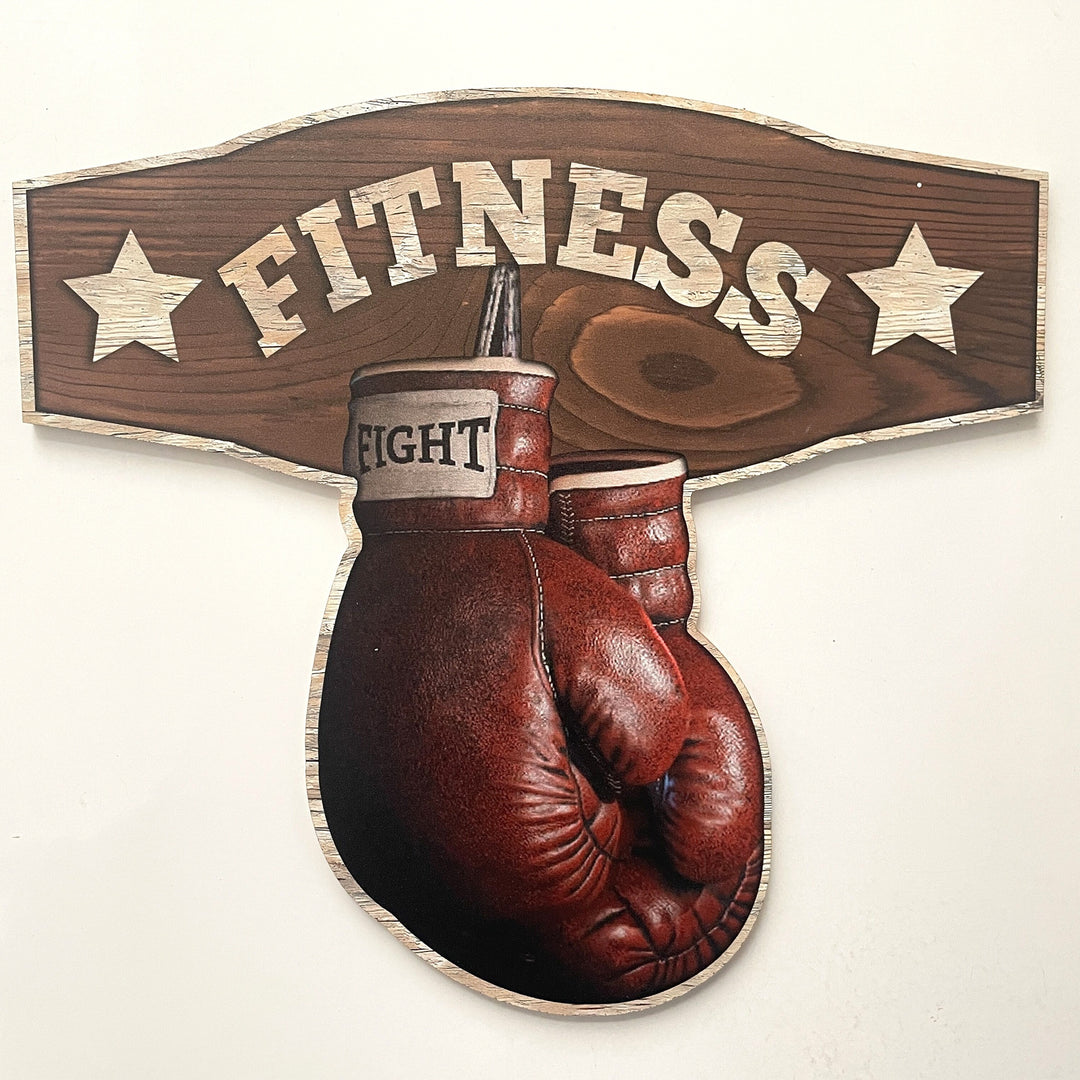 Wooden Art Sign Boxing Gloves Decorative Retro Wooden Decor Gym Decor Private Space, Garage, Bedroom, Boxing Room Wall Art Decorative Wooden Board Heavy Country Retro Classic Boxing Fitness Enthusiasts' Gospel Gift