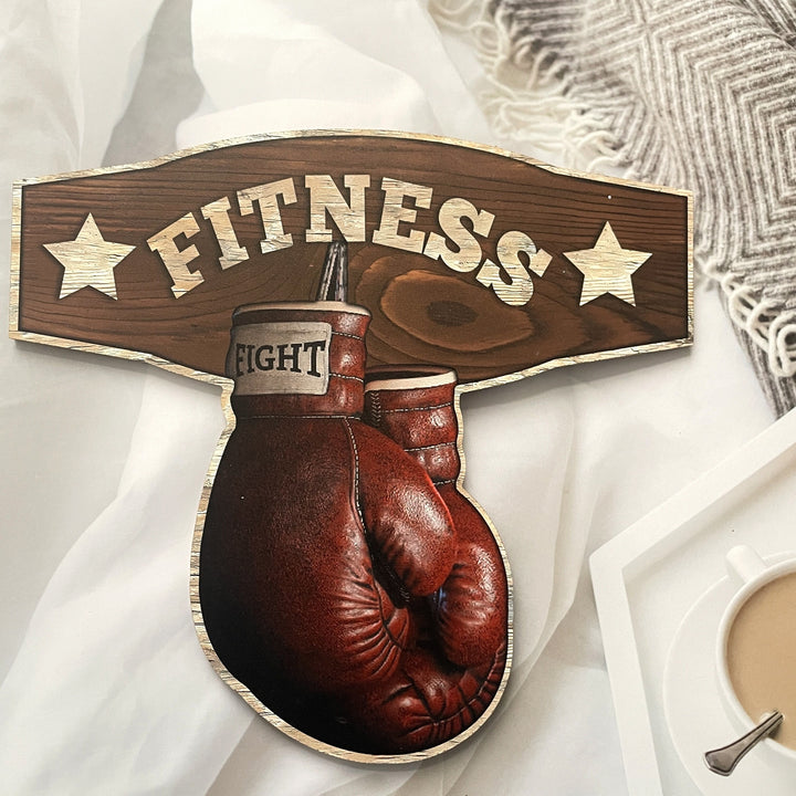 Wooden Art Sign Boxing Gloves Decorative Retro Wooden Decor Gym Decor Private Space, Garage, Bedroom, Boxing Room Wall Art Decorative Wooden Board Heavy Country Retro Classic Boxing Fitness Enthusiasts' Gospel Gift