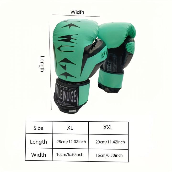 1 Pair Adult Boxing Gloves, Faux Leather Non-Slip Training Protection Gear for Sandbag, Sparring, Muay Thai - Black, Easy Lacing Closure, Durable Fabric Material for Beginners Sports Equipment