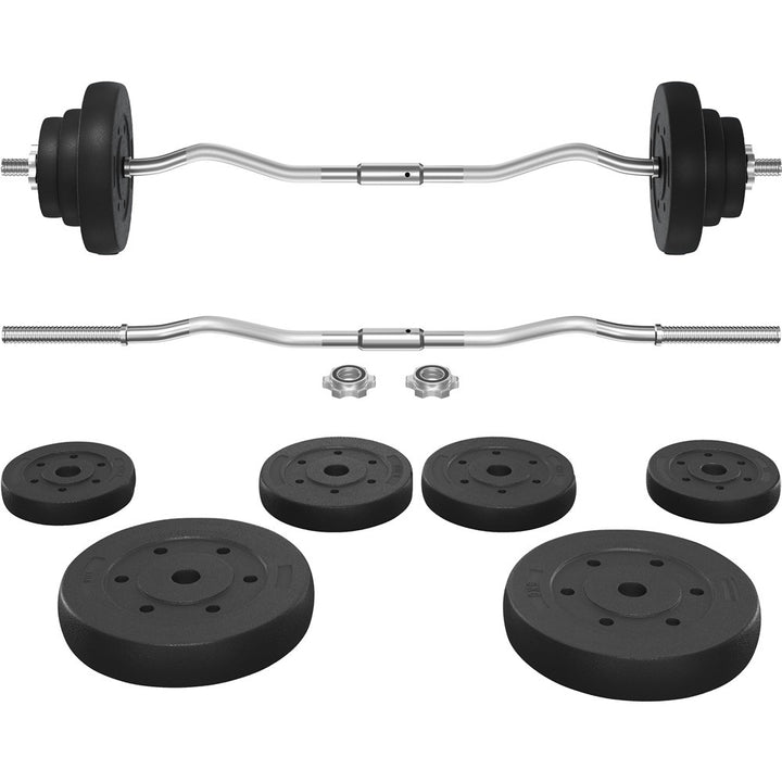 Yaheetech 20KG/30KG Adjustable Barbell Weight Set with Detachable Curl Bar, Plates and Star Locks for Home Gym