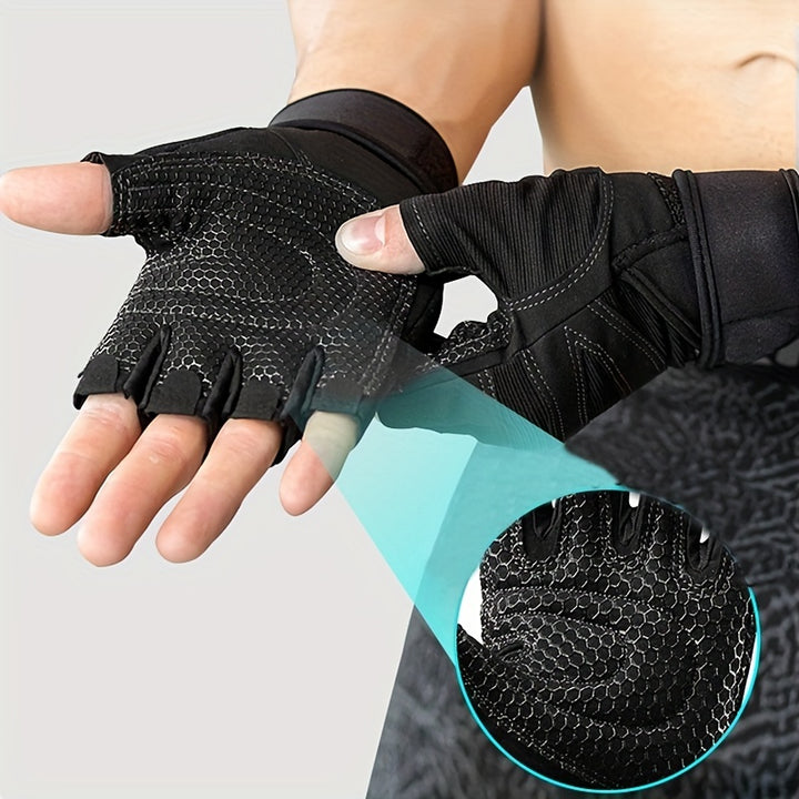 Unisex Fitness Gloves: Non-Slip Wrist Guards for Dumbbell, Horizontal Bar & Riding Exercise Training