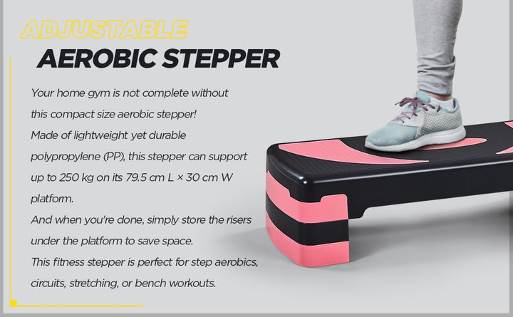 Yaheetech Aerobic Stepper with Risers, Exercise Step Platform with 3 Adjustable Heights for Home Gym