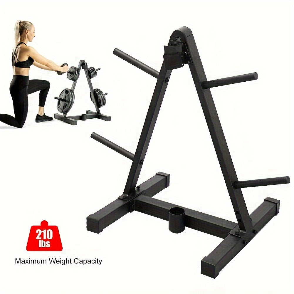 Weight Plate And Barbell Storage Rack - Compact Design 265 Lbs Max Weight