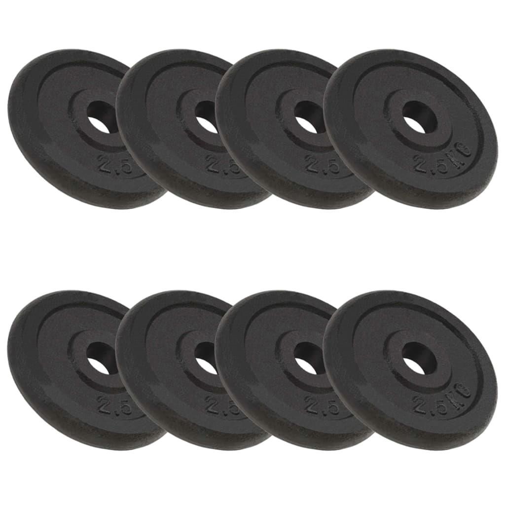 8pcs Cast Iron Weight Plates Set, 2.5kg Each, Black - Perfect for Home Gym Strength Training & Weightlifting, Durable & Versatile for All Fitness Levels, Gym Accessories