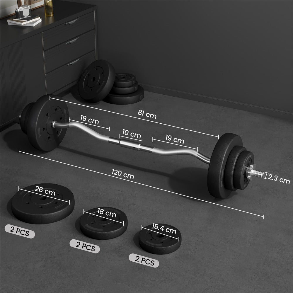 Yaheetech 20KG/30KG Adjustable Barbell Weight Set with Detachable Curl Bar, Plates and Star Locks for Home Gym