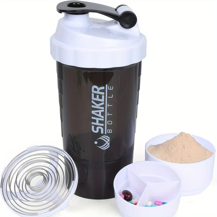 1pc 500ml/17oz Shaker Bottle with Mixing Ball, Durable & Leakproof - Ideal for Gym & Outdoor Fitness Activities