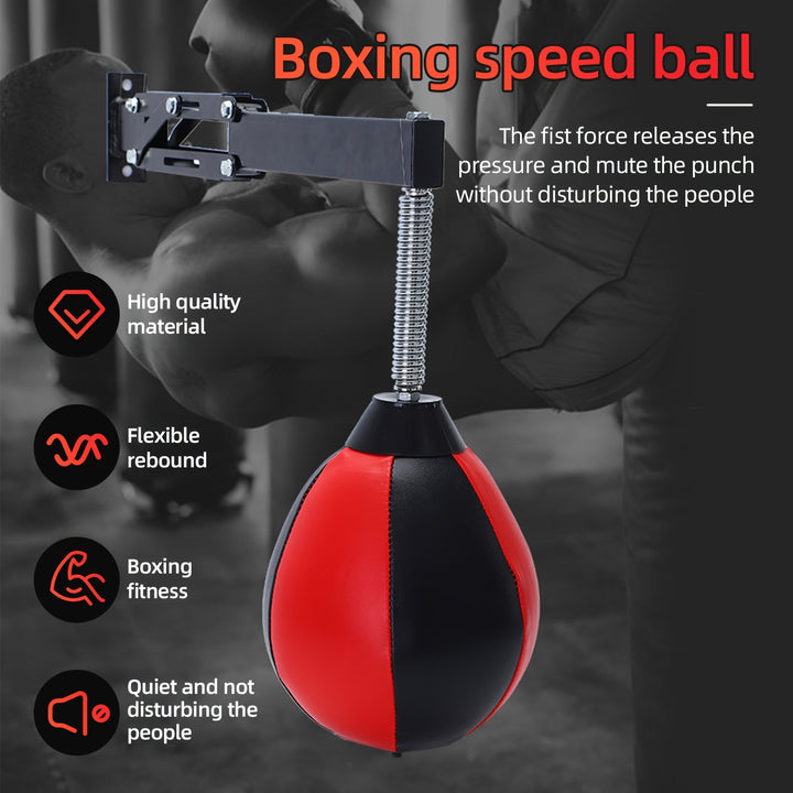 Adjustable Wall-Mounted Punching Bag Holder, Heavy-Duty Nylon Speed Ball Hanger, for Martial Arts, Boxing, and Dodging, with Inflatable Pear-Shaped Vent Ball for Fitness and Exercise