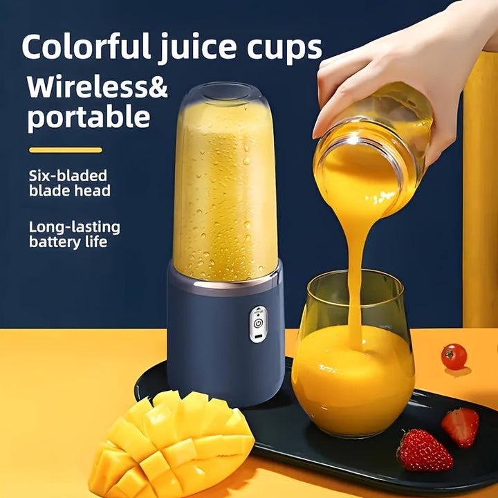 Portable Blender Set with Dual Cups, USB Rechargeable, Lemon Juicer, Multifunctional Fruit Mixer, Ice Crusher, Food-Grade ABS, 0.3-0.5L Capacity, with 1500mAh Lithium Battery, for Outdoor, Home, Camping, and Travel