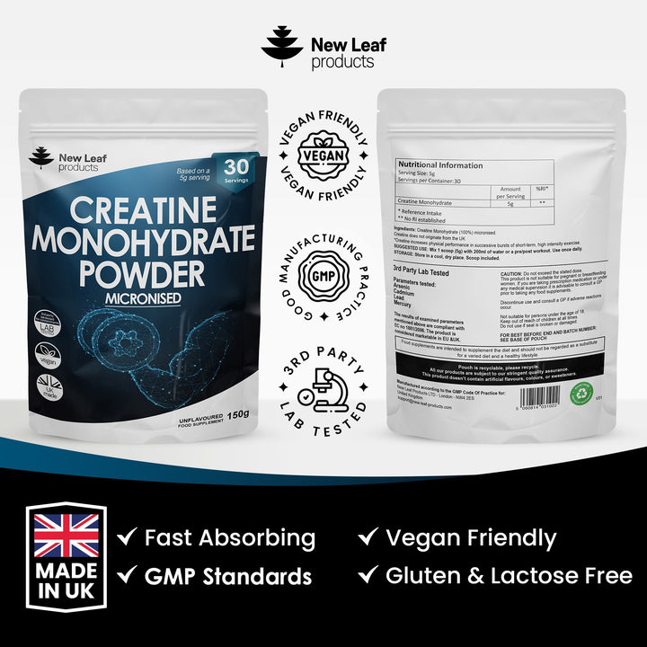 Creatine Monohydrate Powder 150g of Micronized Creatine for easy mixing