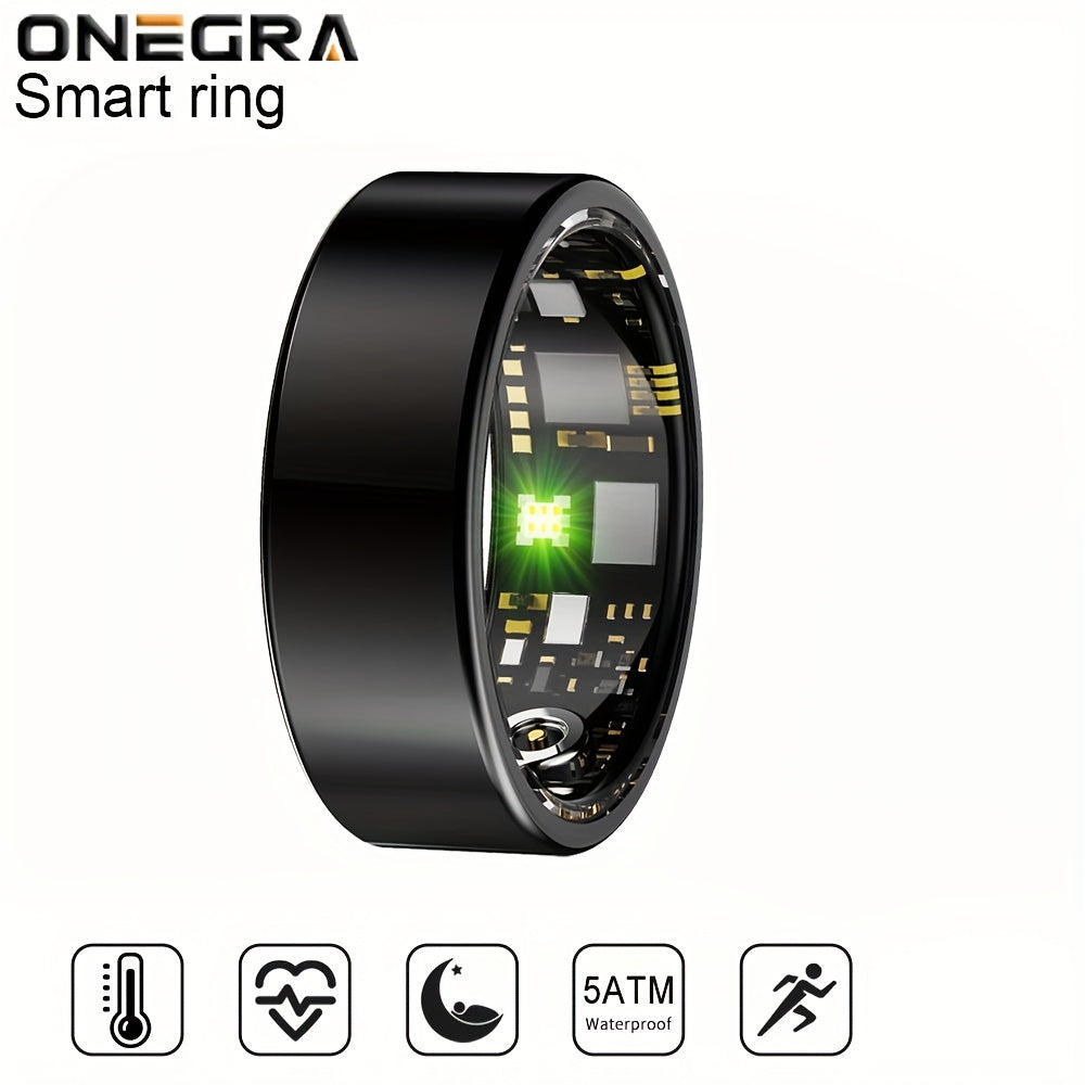 ONEGRA Smart Ring, Stainless Steel Wireless Fitness Tracker with IP68 Water Resistance, Remote Control, USB Rechargeable Lithium Polymer Battery, for Men and Women - Ideal for Parties & Special Occasions