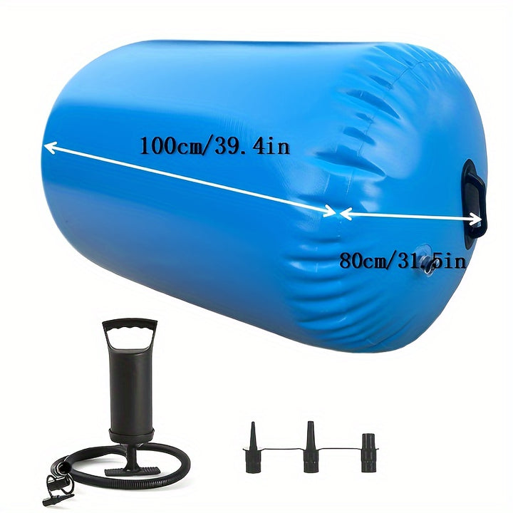 Extra-Large, Thick Yoga Ball with Pump - Versatile Fitness Roller for Tumbling, Cheerleading & Bounce Training - Durable PVC Material, Blue