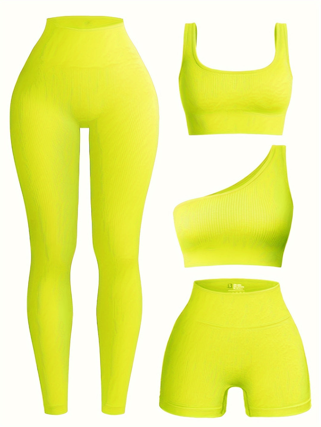 Women's 4-Piece Yoga Set, Sport Athletic Leggings, Sports Bra, Shorts, Fitness Gear For Gym And Outdoor Exercise (without Accesories)