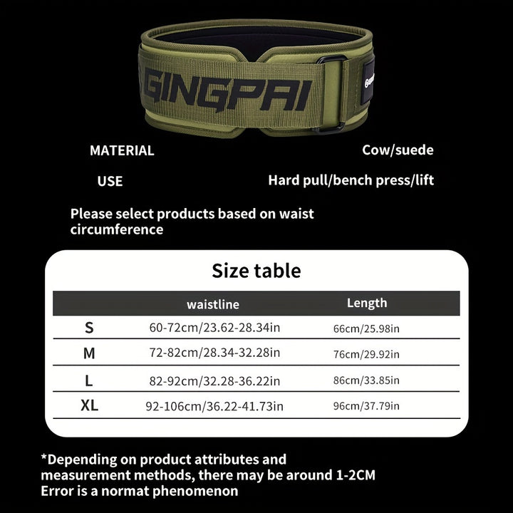 GINGPAI Professional Fitness Belt for Men and Women, Universal Adjustable Weightlifting Back Support, Gym Workout Squat Deadlift Powerlifting Training, Durable Polyester Blend Lumbar Protector