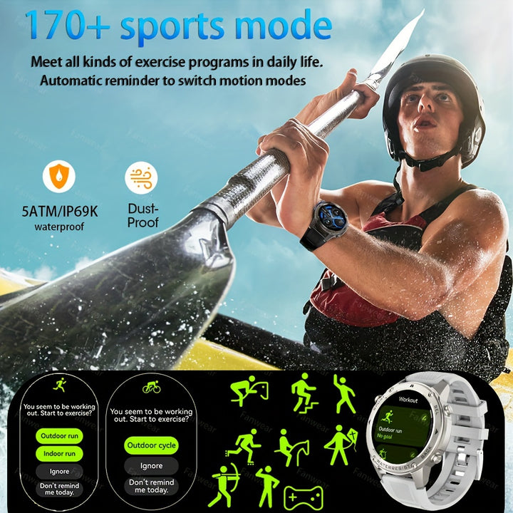 Fanwear GPS Smart Watch with GPS, Compass, Altitude, Air Pressure, Swimming, Triathlon, Timer, 5ATM Waterproof, Stop Watch, 170+ Sports Mode, Automatic Recognition Of Motion Patterns, 500mAh USB-Charged Battery, ATS3085L Chip