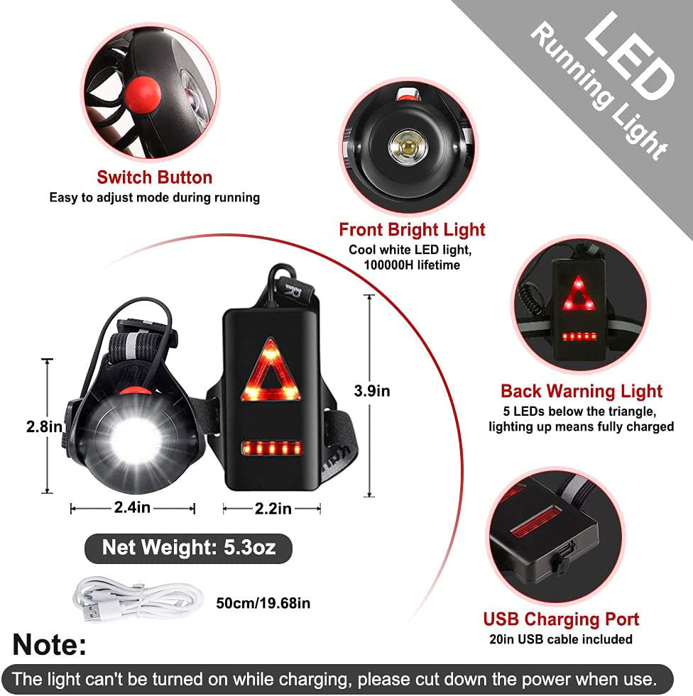 Outdoor USB Rechargeable Night Running Lights: LED Chest Lamp For Camping, Hiking, Running & Jogging - Enhance Your Outdoor Adventures!