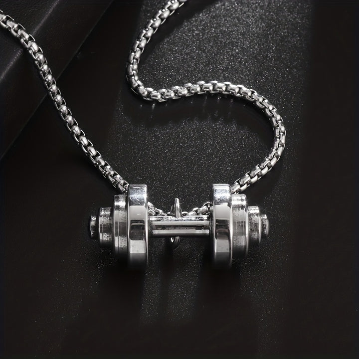 High Quality Sporty Stainless Steel Dovetail Cross Pattern Dumbbell Pendant Necklace Men Women Classic Fitness Leisure Jewelry