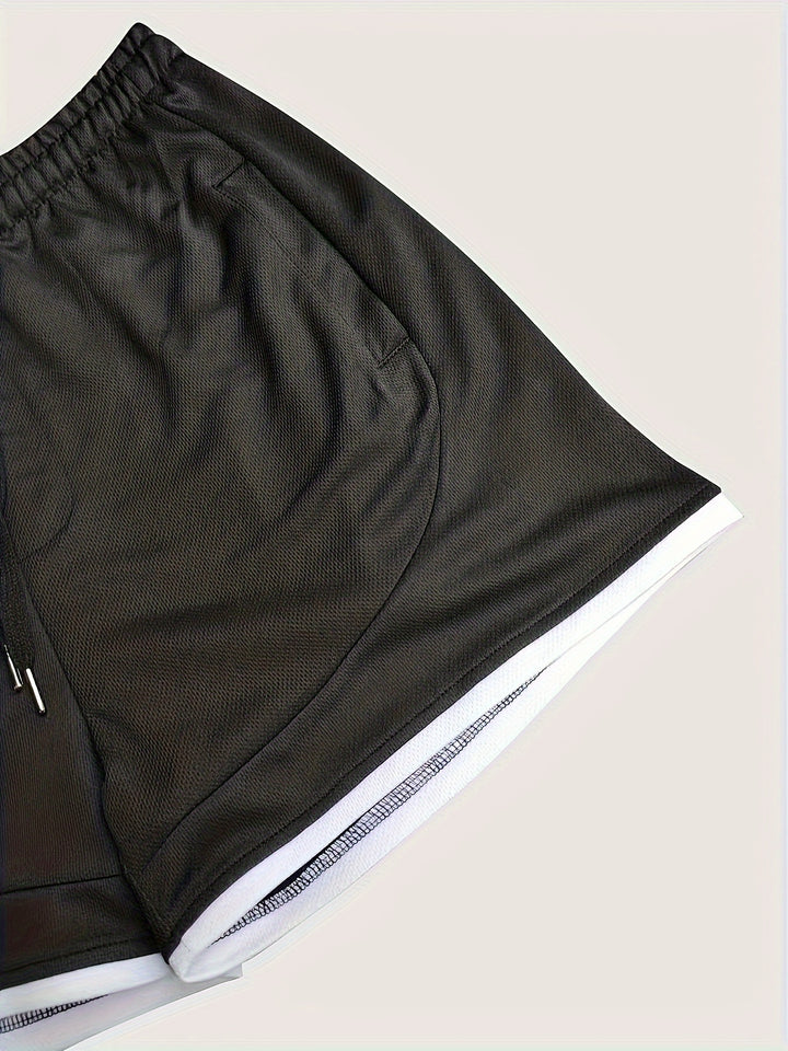 Men's Casual Slightly Stretch Elastic Waist Drawstring Mesh Shorts For Summer Gym Workout Training