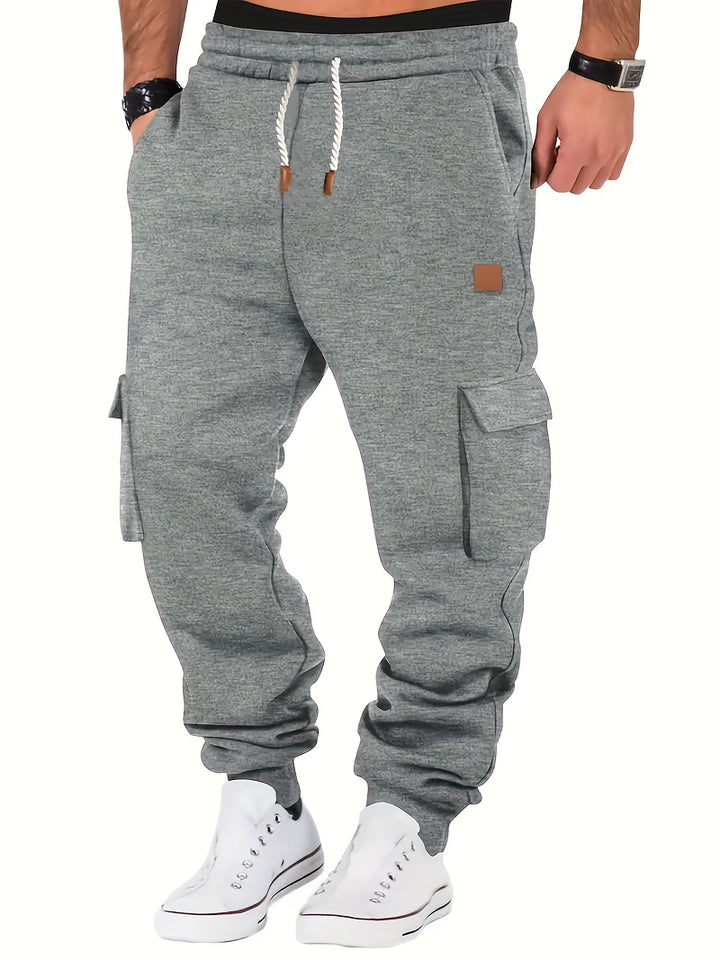 Men's Classic Tapered Joggers with Drawstring Waist - Casual Loose Fit, Stretch Fabric for Fall/Winter Workouts & Cycling, Jogging Outfit