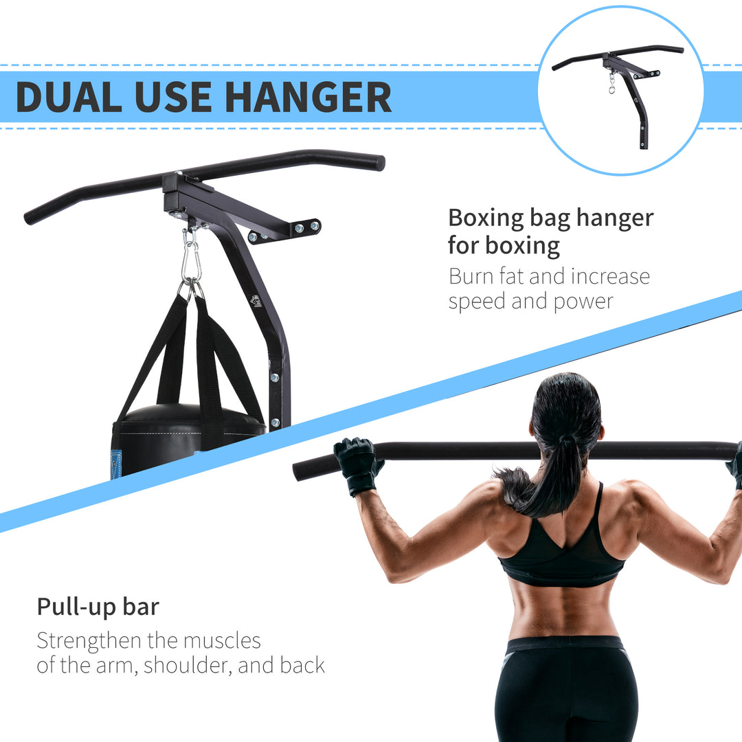 Punching Bag Hanger Wall Mount Bracket Kick Boxing MMA Training Frame Home Fitness Workout Pull Up Bar, Black