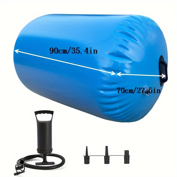 Extra-Large, Thick Yoga Ball with Pump - Versatile Fitness Roller for Tumbling, Cheerleading & Bounce Training - Durable PVC Material, Blue