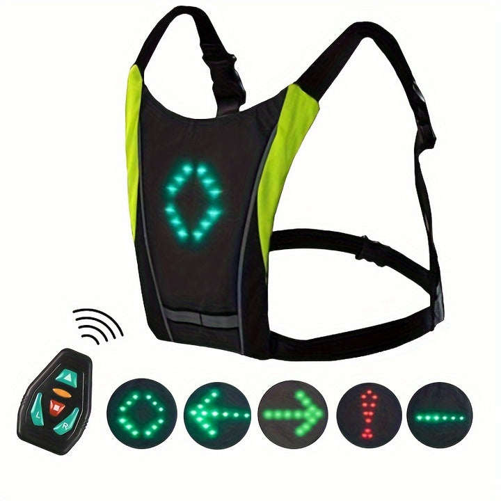 A Bicycle Steering Backpack with 30 Leds, a USB Rechargeable High-Brightness LED Vest, Featuring 5 Sets of Adjustable LED Directional Indicators, Perfect for Cycling And Running.