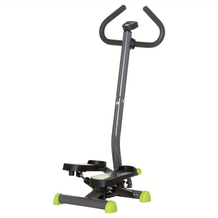 HOMCOM Adjustable Resistance Stepper, Compact Aerobic Twister Step Machine, Fitness Exercise Equipment with LCD Display & Handlebars, Sturdy & Quiet - Use Without Electricity