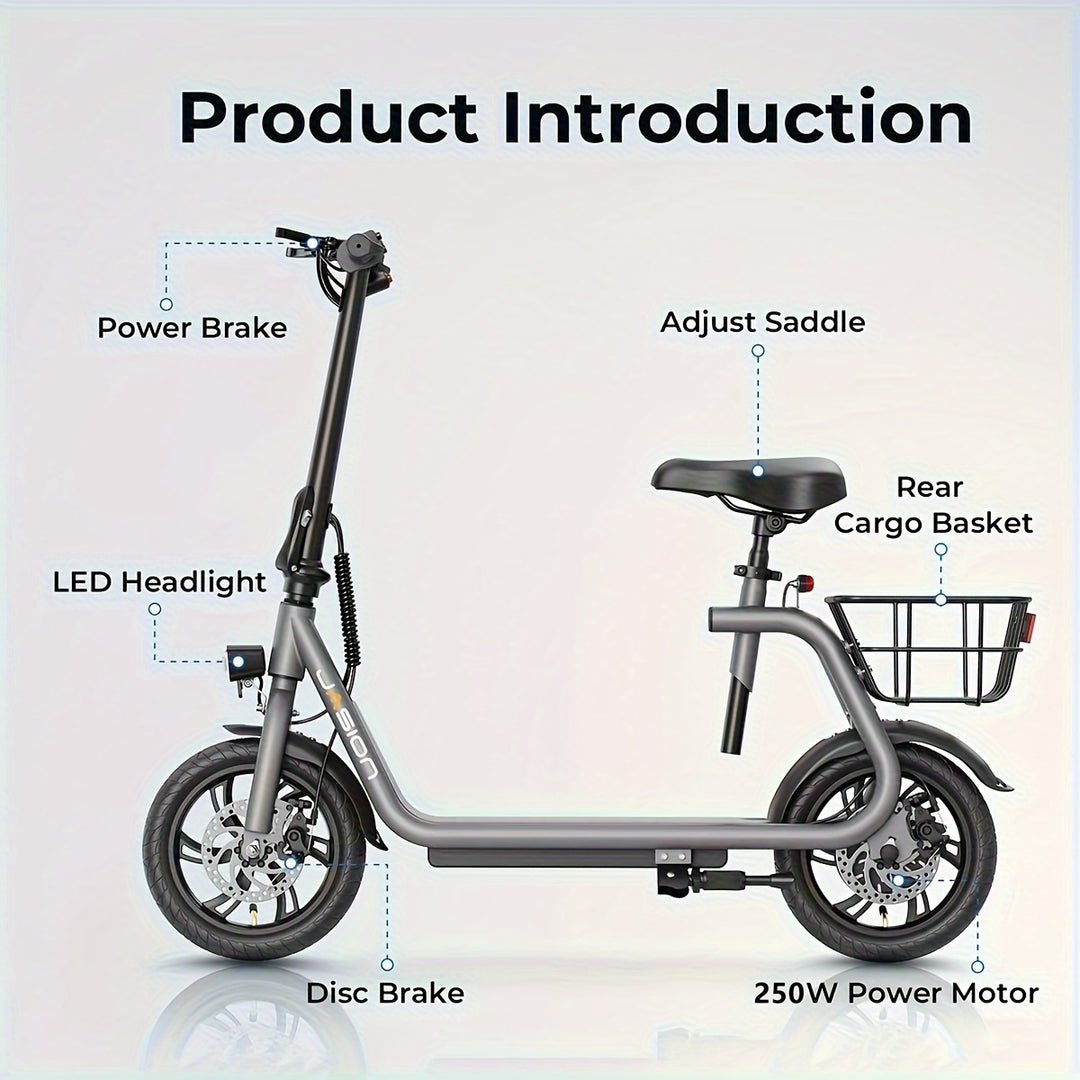 Jasion Adult Electric Scooter, 250 Watt Rated Motor Electric Scooter, Top Speed 20KM/H With Dual Brakes, Foldable Commuter Electric Scooter JS3 NO, ABE