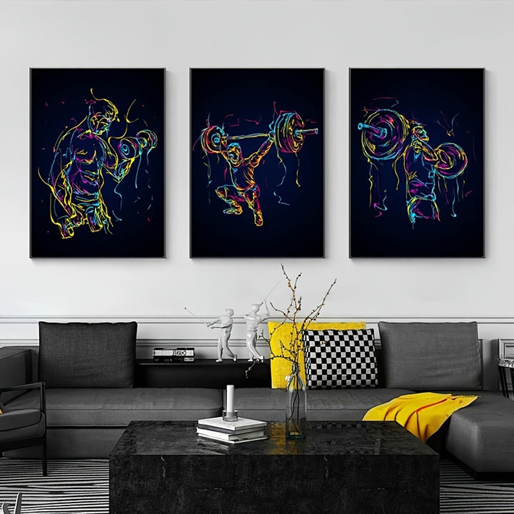 3pcs 15.7*23.6in/40cm*60cm Frameless Modern Abstract fitness muscle man Wall Art Canvas Painting Art for Living Room Cuadros Decor No Frame